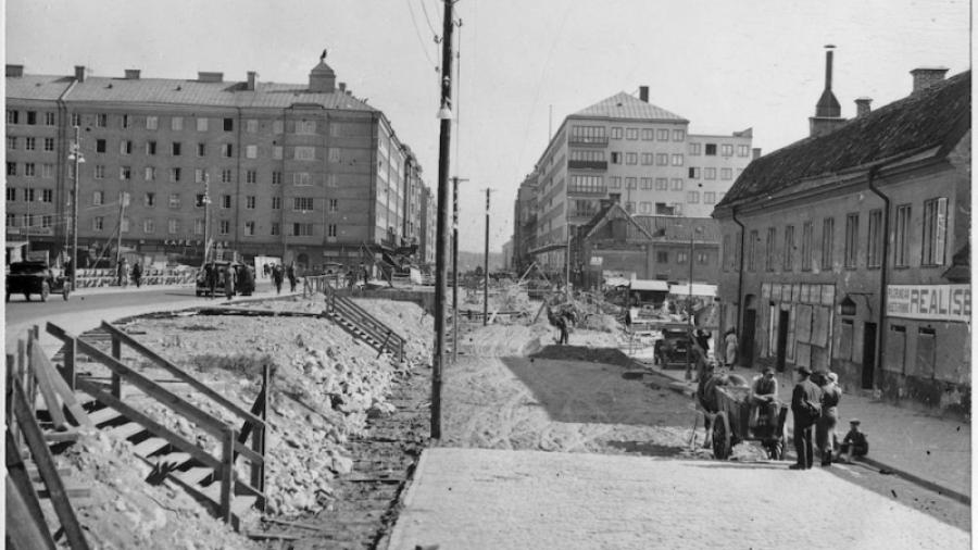 Södra bantorget/Medborgarhuset byggs klart 1936